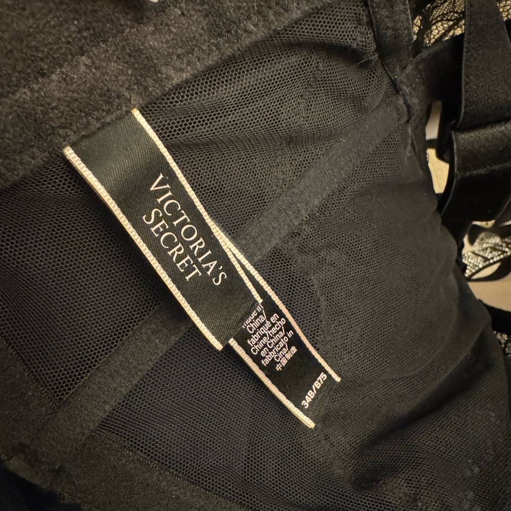Victoria's Secret Black Lace Bustier with Branded Straps - Picture 5 of 6